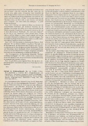 631-633 [Rezension] Jahrbuch der Religionspädagogik; Bd. 1