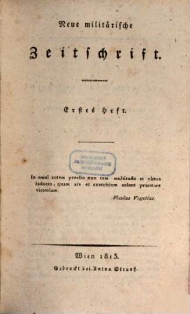 Neue militärische Zeitschrift. 1813, 1