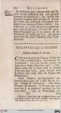 Chapitre quatrième: Histoire abrégée de Socrate