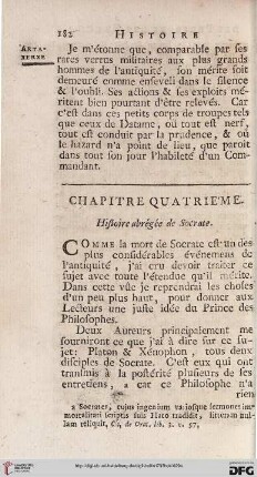 Chapitre quatrième: Histoire abrégée de Socrate