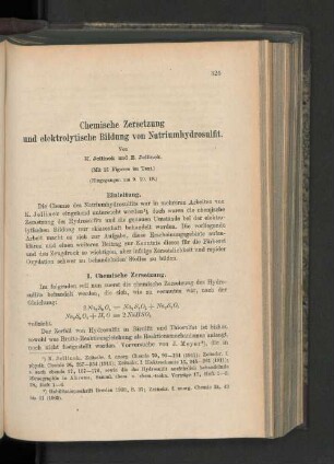 Chemische Zersetzung und elektrolytische Bildung von Natriumhydrosulfit