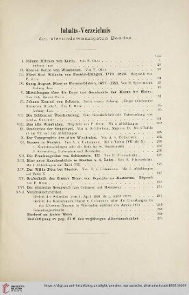 Inhalts-Verzeichnis des vierundzwanzigsten Bandes