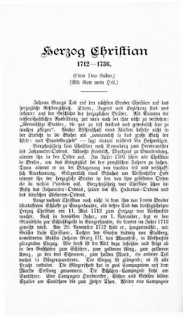 Herzog Christian 1712-1736