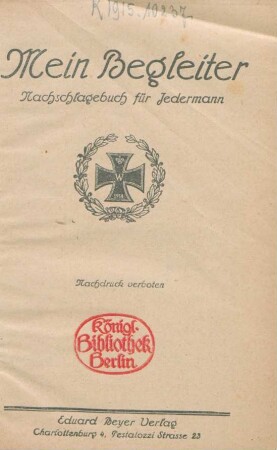 Mein Begleiter : Nachschlagebuch für Jedermann