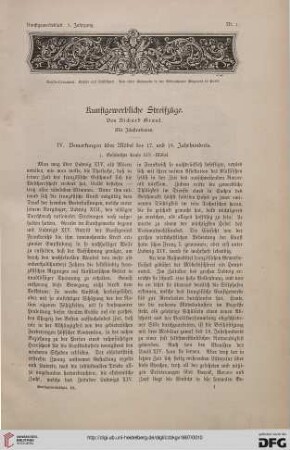 Kunstgewerbliche Streifzüge, [4,1]: Bemerkungen über Möbel des 17. und 18. Jahrhunderts