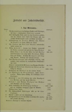 Zeittafel und Inhaltsübersicht