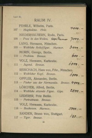 Raum IV. Nr. 107 - 126