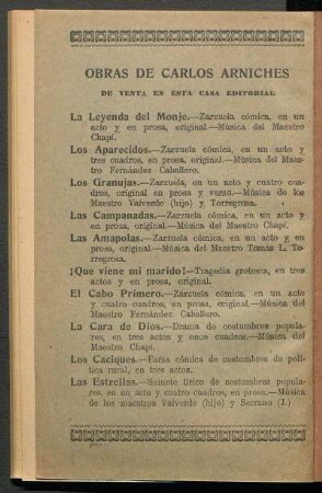 Obras de Carlos Arniches de venta en esta casa editorial - [Publicidad]