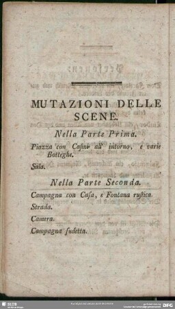 Mutazioni Delle Scene / Verwandlungen des Schauplatzes