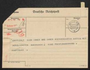 Brief von Hans Frentz an Gerhart Hauptmann