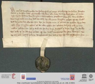 Urkunde : Belehnung des Johann und Engelhard II. von Hirschhorn mit Schloss Hirschhorn