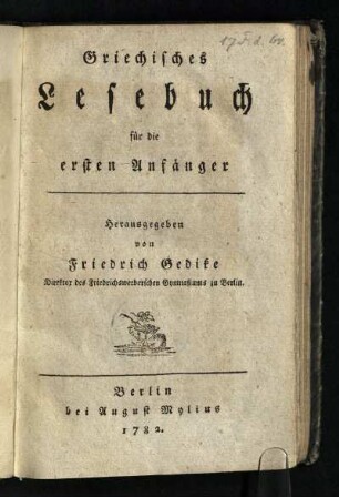 Griechisches Lesebuch für die ersten Anfänger
