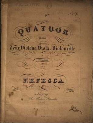 Quatuor : pour 2 violons, viola et violoncelle ; oeuv. 14
