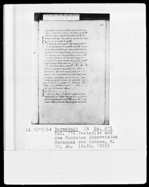Sammelhandschrift — Hermann der Lahme, Computus Abbreviatus —