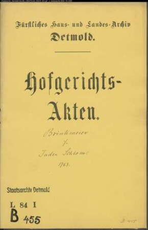 Brinkmeier, Konduktor zu Heerse gegen Juden Schlom in Lage