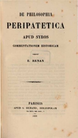 De philosophia peripatetica apud Syros commentatio histor.