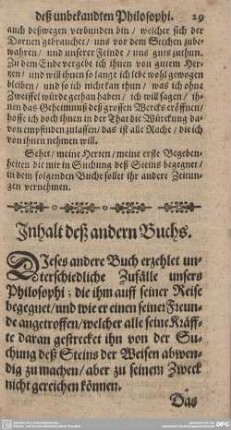 Inhalt deß andern Buchs.