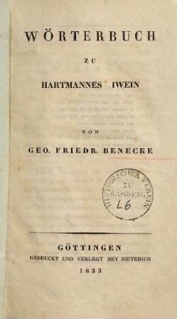 Wörterbuch zu Hartmannes Iwein
