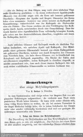 Bemerkungen über einige Molybdänpräparate