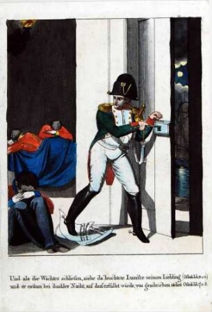 Napoleon-Karikatur: "Und als die Wächter schliefen, ..."