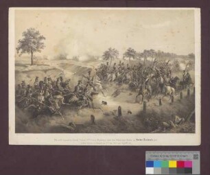 "Die erste Escadron Königl. Preuss. 8ten Ulanen-Regiments, unter dem Rittmeister Grafen zu Solms-Laubach, geht im Gefecht bei Ubstadt am 23ten Juni 1849 zum Angriff vor."