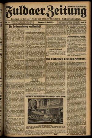 Erste Ausgabe vom Sonntag, den 03. Mai 1931.