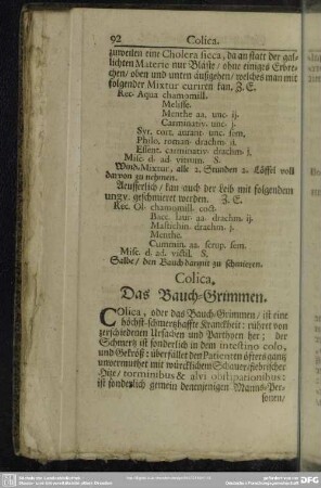 Colica. Das Bauch-Grimmen
