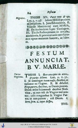 Festum Annunciationis B. V. Mariae.