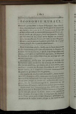 Economie Rurale.