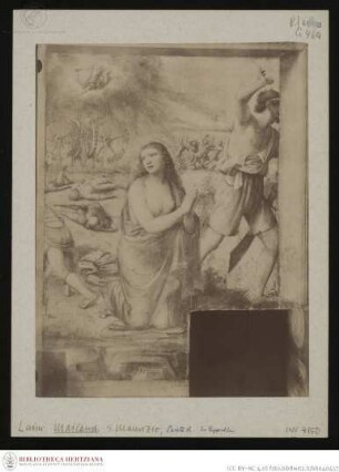 Christus an der Martersäule; Szenen aus dem Leben der heiligen Katharina von Alexandrien, Szenen aus dem Leben der heiligen Katharina von Alexandrien, Das Rad der heiligen Katharina von Alexandrien wird von einen Engel mit dem Schwert zerstört