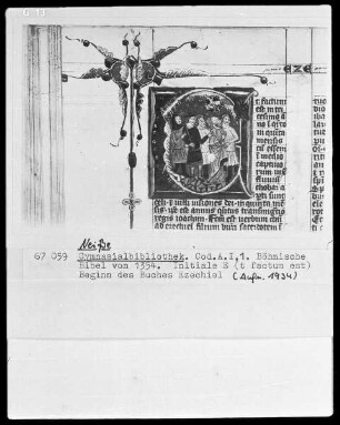 Böhmische Bibel: Initiale E, Beginn des Buches Ezechiel