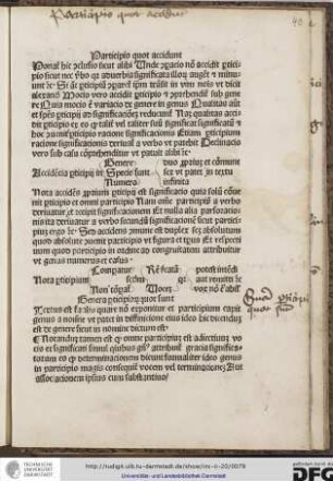 Ponatur hic conclusio sicut alibi unde comparatio non accidit participio sicut nec verbo quia adverbia significata illorum augent et minuunt etc.