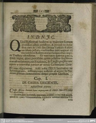 Cap. I. De Caussa Efficiente