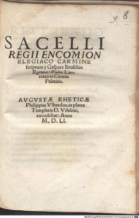 Sacelli regii encomium ...