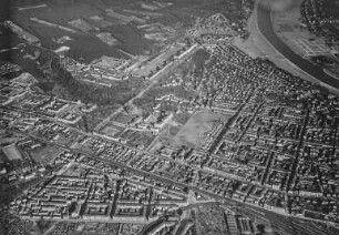 Dresden-Neustadt. Nordöstlicher Teil mit Hechtviertel, Albertstadt und Antonstadt. Luftbild-Schrägaufnahme von Westen