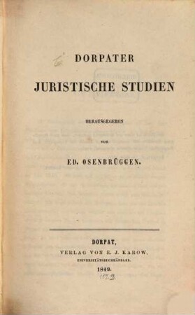 Dorpater juristische Studien