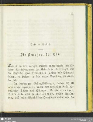 Dritter Brief. Die Bewohner der Erde