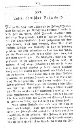 XVI. Unser poetischen Jahrzehend.