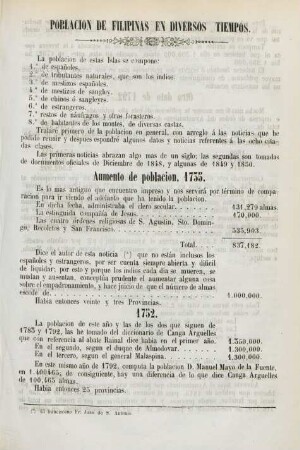 Poblacion de Filipinas en diversos tiempos