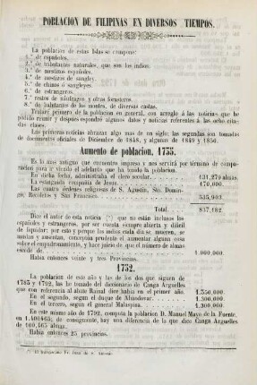 Poblacion de Filipinas en diversos tiempos