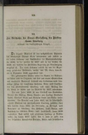 VII. Zur Geschichte der Steuer-Verfassung des Fürstenthums Lüneburg während des dreißigjährigen Krieges