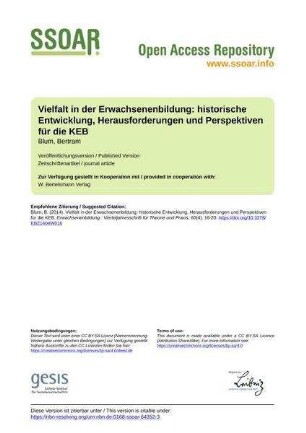 Vielfalt in der Erwachsenenbildung: historische Entwicklung, Herausforderungen und Perspektiven für die KEB