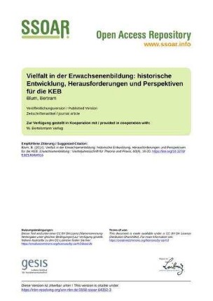 Vielfalt in der Erwachsenenbildung: historische Entwicklung, Herausforderungen und Perspektiven für die KEB