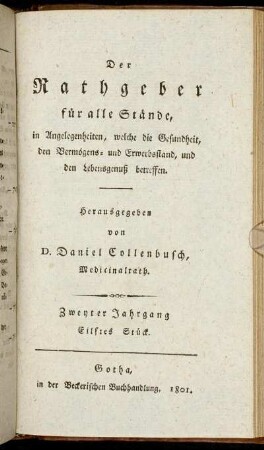 Zweyter Jahrgang, Eilftes Stück.
