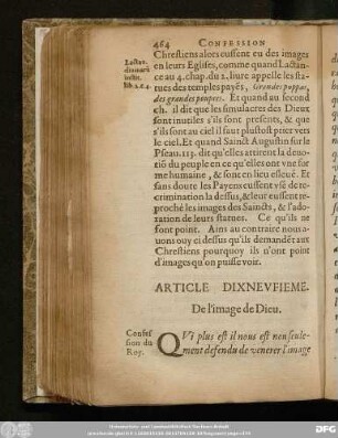 Article Dixneufieme. De l'image de Dieu.