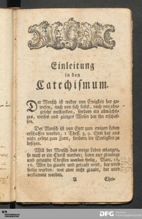 Einleitung in den Catechismum.