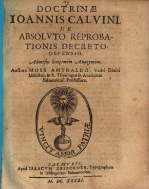 Doctrinae Ioannis Calvini, De Absolvto Reprobationis Decreto, Defensio