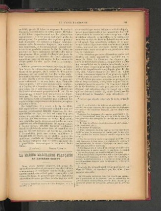 La Marine Merchande Francaise en Extrème-Orient.