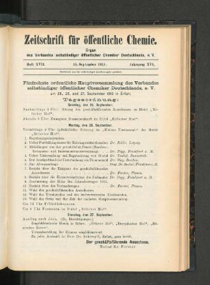 Heft XVII. 15. September 1910. Jahrgang XVI.