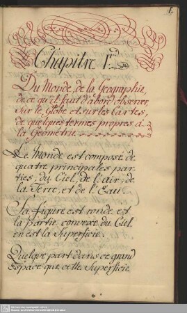 Chapitre I. Du Monde, de la Geographie ...